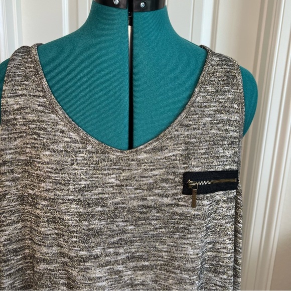 2/$30 Lane Bryant Marbled Gray Black and Gold Sleeveless Tank Blouse Tunic - Picture 2 of 10